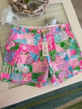 Lily Pulitzer Patchwork Print Women’s Shorts in Pink & Green